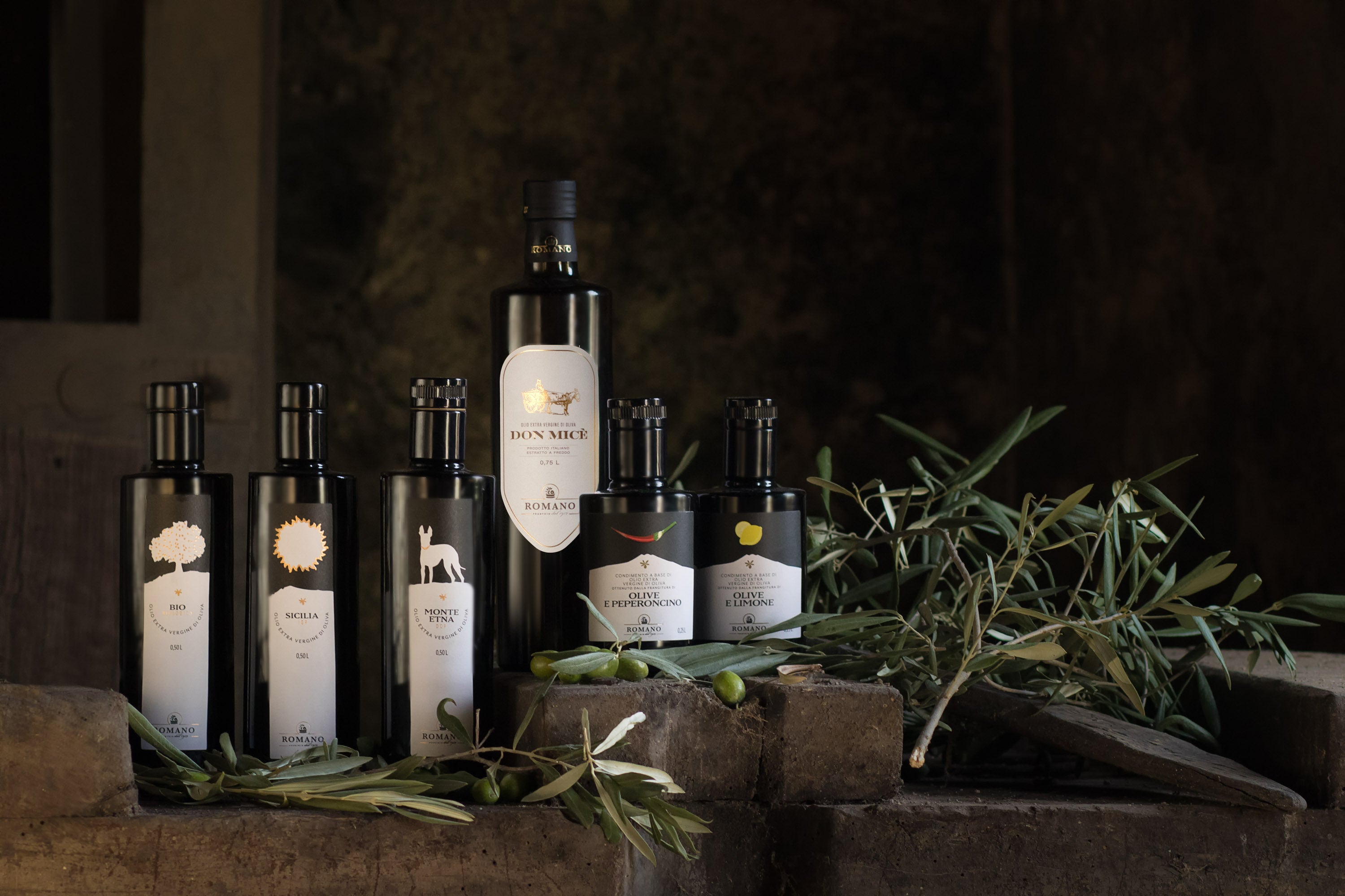 bottiglie olio sicilia varie frantoio romano