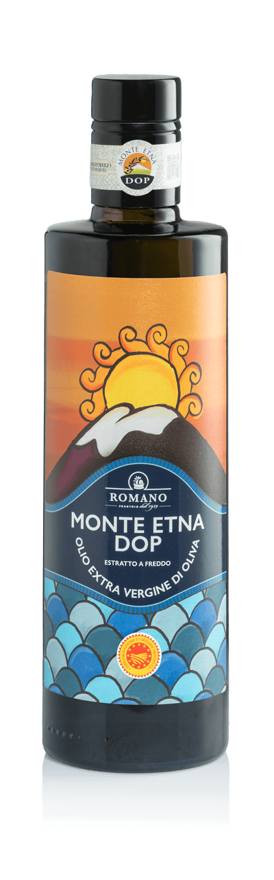 Bottiglia olio extravergine di oliva Dop Monte etna Frantoio Romano