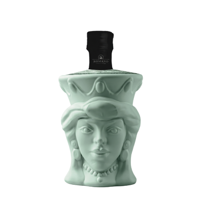 bottiglia testa di moro donna verde frantoio romano con olio bio