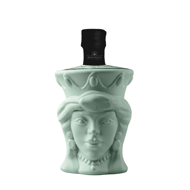 bottiglia testa di moro donna verde frantoio romano con olio bio